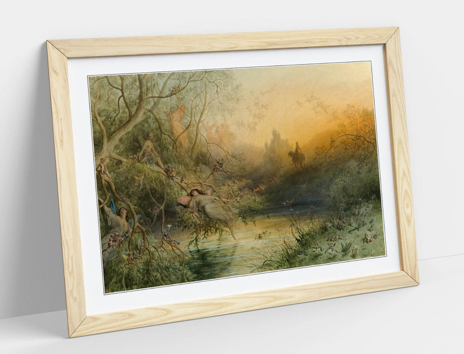 Framed Wall Art Poster - Gustave Dore Print With Woodgrain Frame Finish