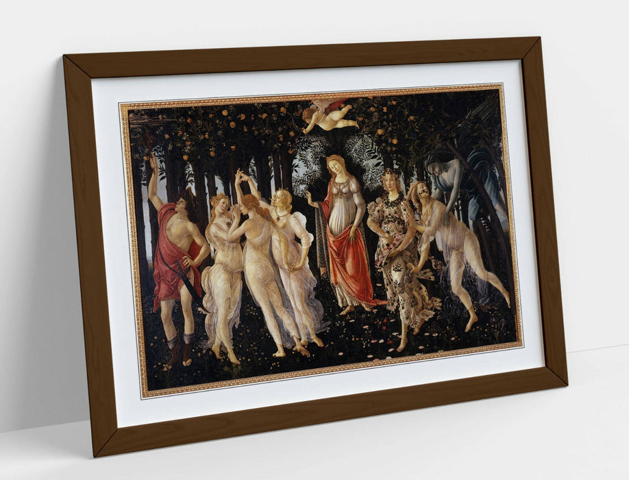 Framed Wall Art – Sandro Botticelli Primavera Print | Handmade UK Wood Grain Frame