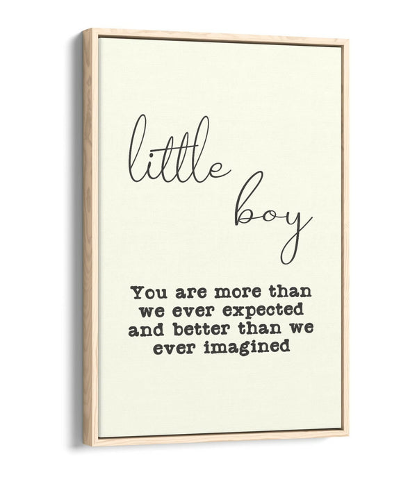 "LITTLE BOY" NURSERY BABY ROOM QUOTE SLOGAN -FLOAT EFFECT CANVAS WALL ART PRINT