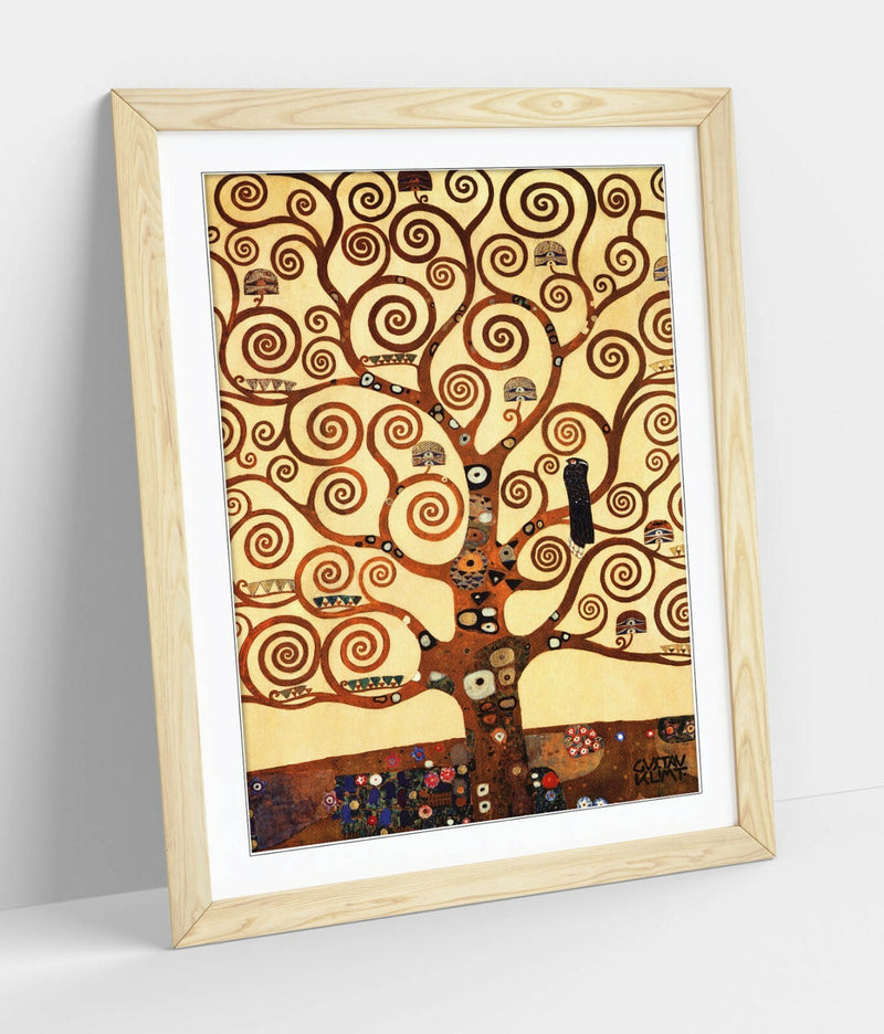 Framed Art Print - Gustav Klimt Tree of Life Poster with Gold Leaf Artwork | Ready to Hang