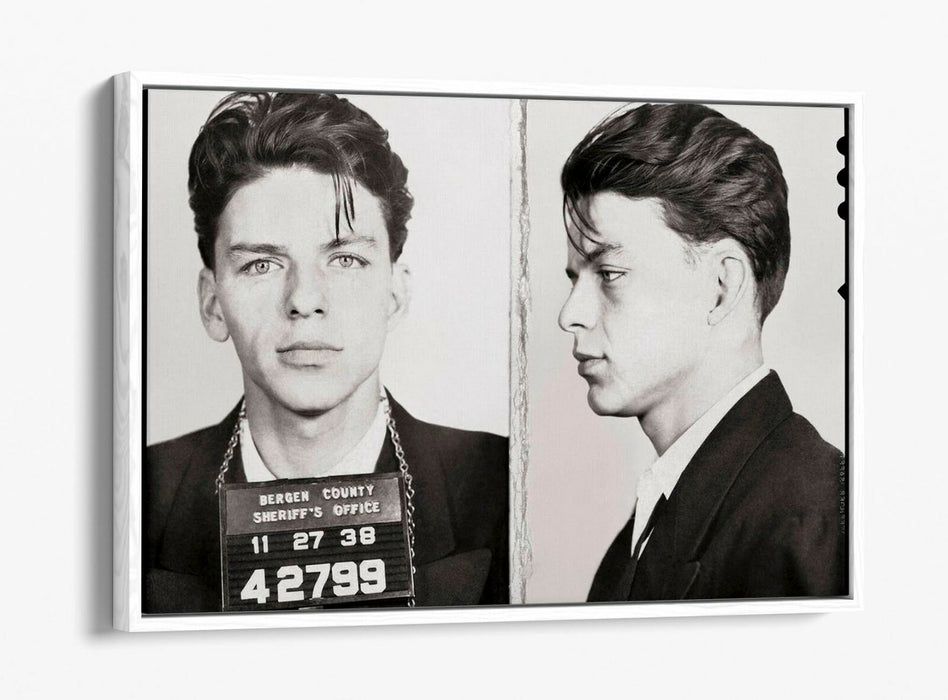 FRANK SINATRA MUGSHOT 2 -FLOAT EFFECT CANVAS WALL ART PIC PRINT- BLACK & WHITE