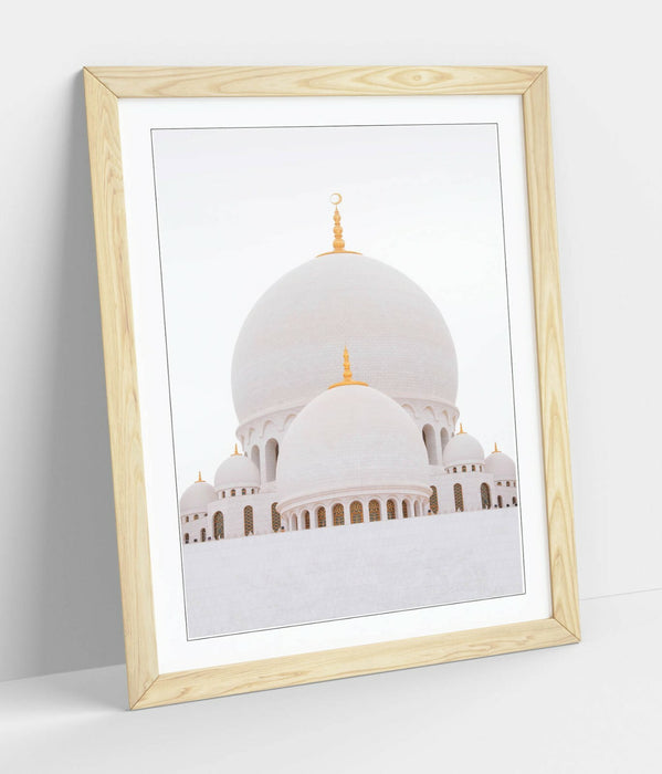 Grand Mosque Abu Dhabi Art – Framed Wall Art With Woodgrain Faux Frame