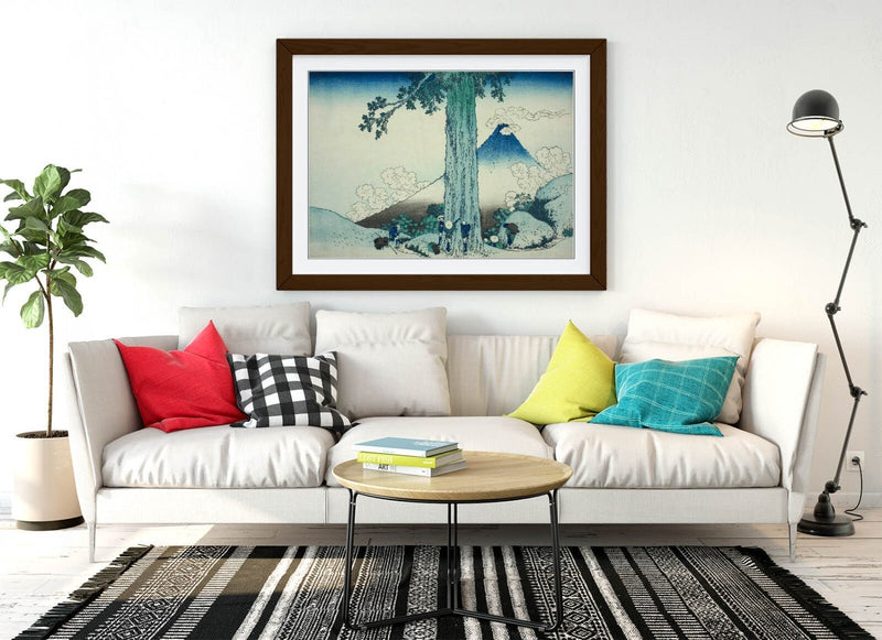 Framed Art Poster - Katsushika Hokusai Mishima Pass Artwork | Matte Finish, Woodgrain Frame