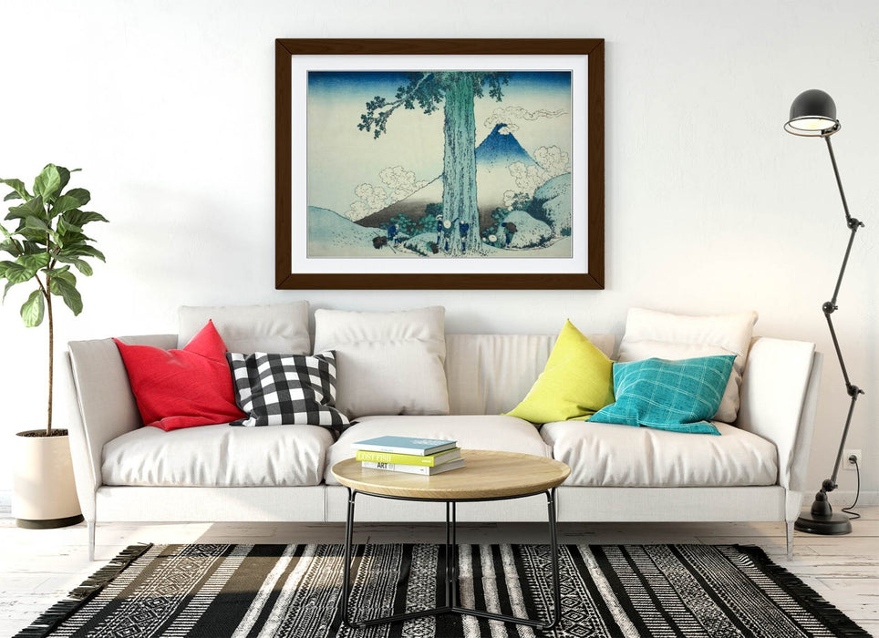 Framed Art Poster - Katsushika Hokusai Mishima Pass Artwork | Matte Finish, Woodgrain Frame