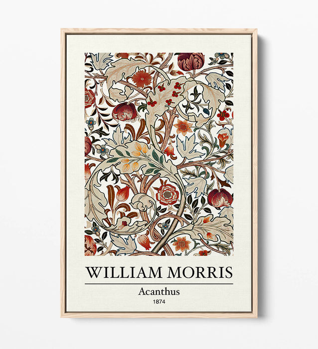 Float Effect Canvas Art – William Morris Floral Wall Decor With 30mm Deep Frame