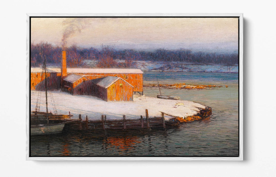 L. BIRGE HARRISON, THE RED MILL AT COS COB -FLOAT EFFECT CANVAS WALL ART PRINT