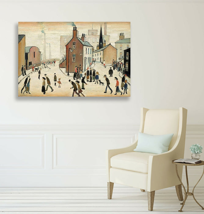 Street Scene people CANVAS WALL ART PICTURE PRINT PAINTING LS Lowry Style