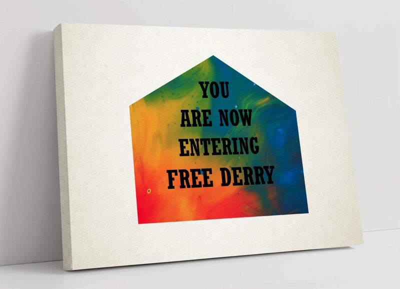 Canvas Wall Art - Free Derry Corner Irish Rainbow Artwork | Deep Frame Canvas Print
