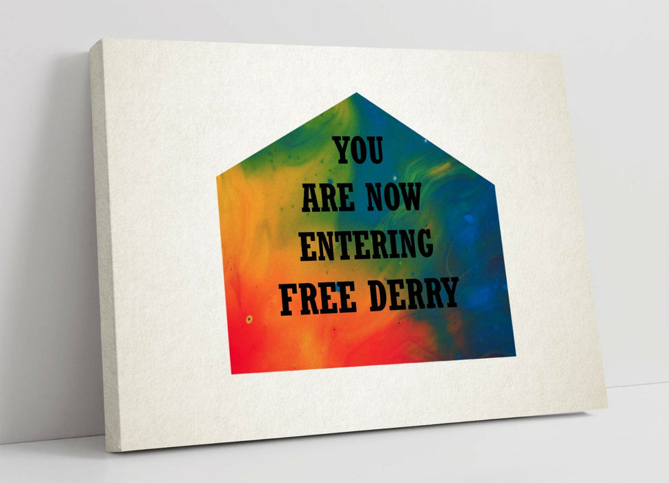 FREE DERRY CORNER IRISH RAINBOW -CANVAS WALL ART PRINT ARTWORK DEEP FRAME