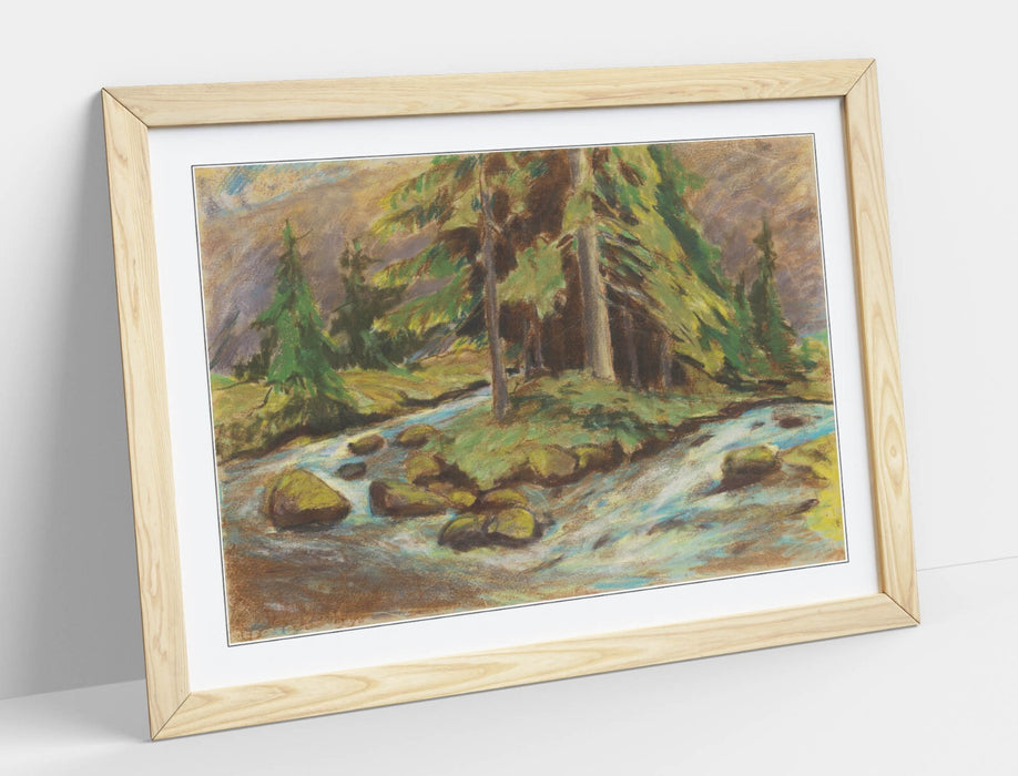 Framed Wall Art – Zolo Palugyay Demanovsky Brook Poster Print With Natural Wood Frame