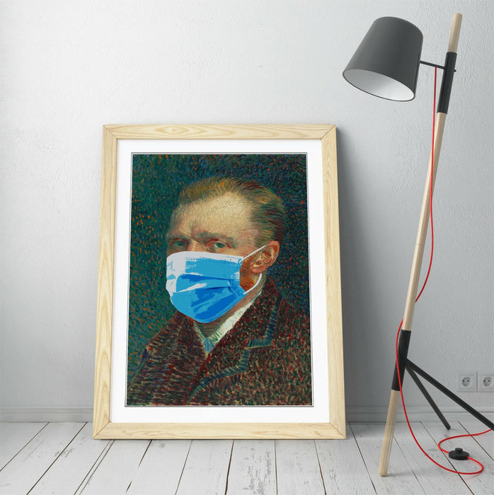 Banksy Framed Poster – Van Gogh Portrait Art Print With Faux Wood Frame