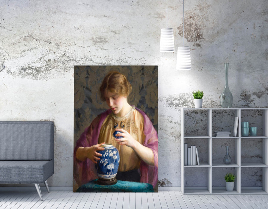 Canvas Wall Art - William McGregor Paxton Blue Jar Painting | Premium Handmade Print