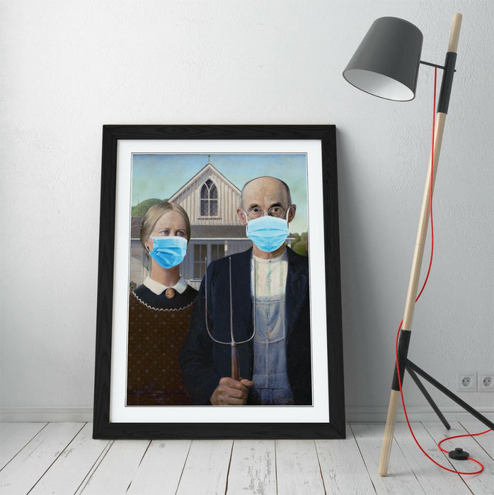 Banksy Framed Poster - American Gothic Wall Art Print, Handmade Matte Finish Art