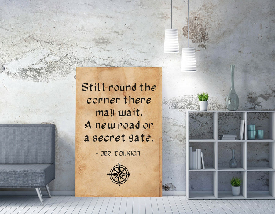 "AROUND THE CORNER" J.R.R TOLKIEN INSPIRING QUOTE -CANVAS WALL ART PICTURE PRINT