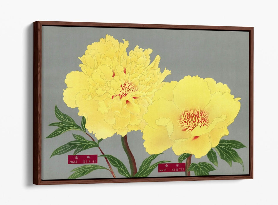 Vintage Canvas Wall Art – Peony Blossom Print with Float Effect Frame, Handmade