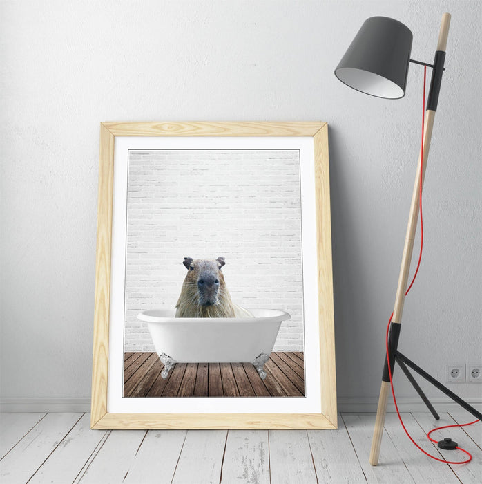 CAPYBARA IN BATHTUB -QUIRKY ART FRAMED POSTER PICTURE PRINT BATHROOM ARTWORK