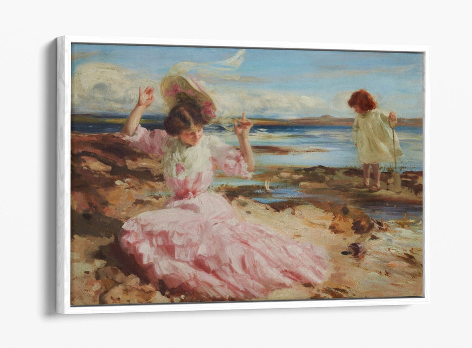 CHARLES SIMS, BY SUMMER SEAS -FLOAT EFFECT CANVAS WALL ART PRINT