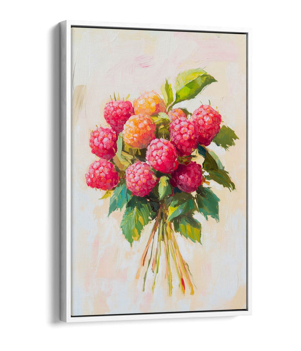 Red Raspberry Canvas Art - Float Effect Canvas Wall Art With Premium Varnish Finish