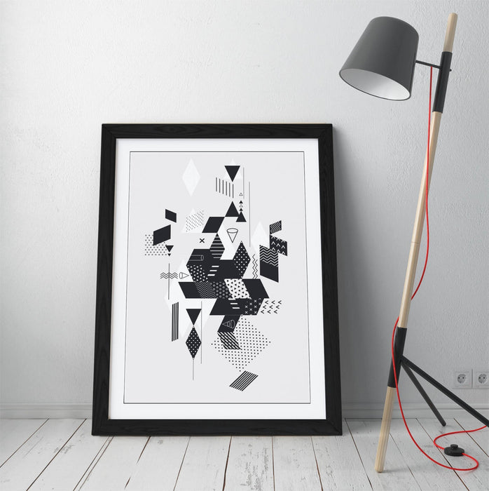 Abstract Black White Art - Framed Wall Art Print | Modern Bedroom Decor Poster
