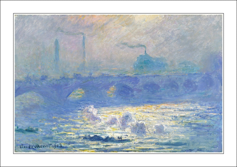 CLAUDE MONET WATERLOO BRIDGE-FRAMED ART POSTER PICTURE PRINT ARTWORK- BLUE