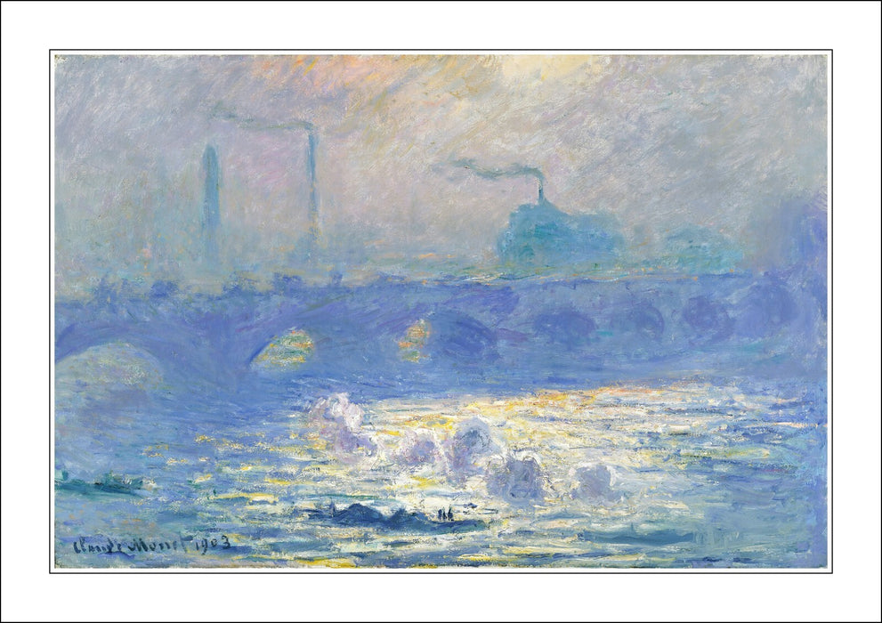 CLAUDE MONET WATERLOO BRIDGE-FRAMED ART POSTER PICTURE PRINT ARTWORK- BLUE