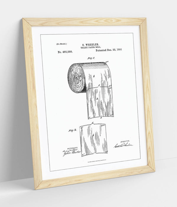 TOILET PAPER PATENT MINIMALIST LINE ART -ART FRAMED POSTER PICTURE PRINT ARTWORK