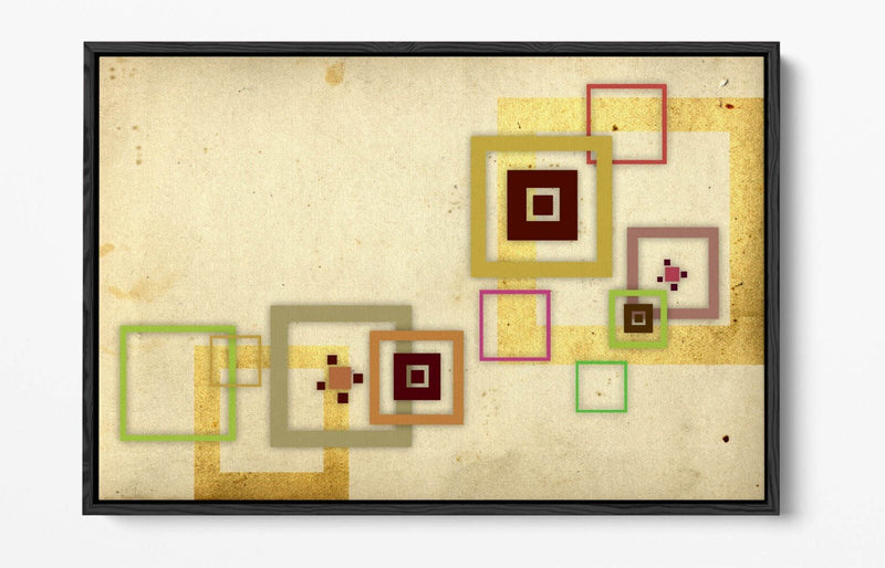 Canvas Wall Art - Green Abstract Shapes | Float Effect Bedroom Print on MDF Frame
