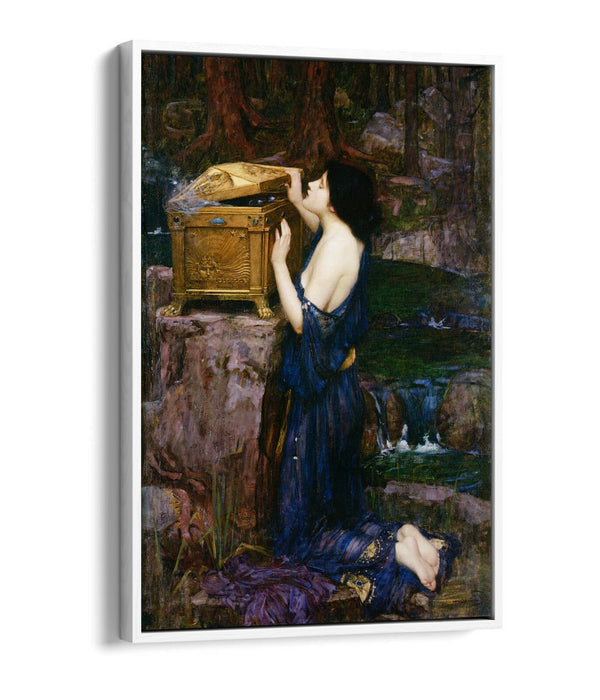 JOHN WILLIAM WATERHOUSE PANDORA-FLOAT EFFECT CANVAS WALL ART PIC PRINT-GREEN