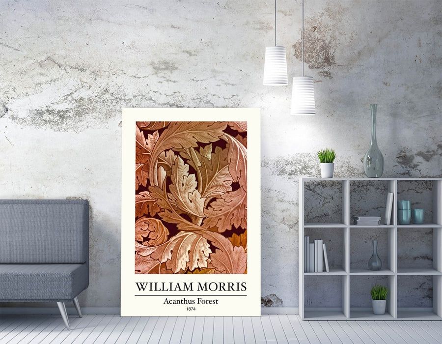 WILLIAM MORRIS 'ACANTHUS FOREST' PLANT HOME DECOR CANVAS WALL ART PICTURE PRINT