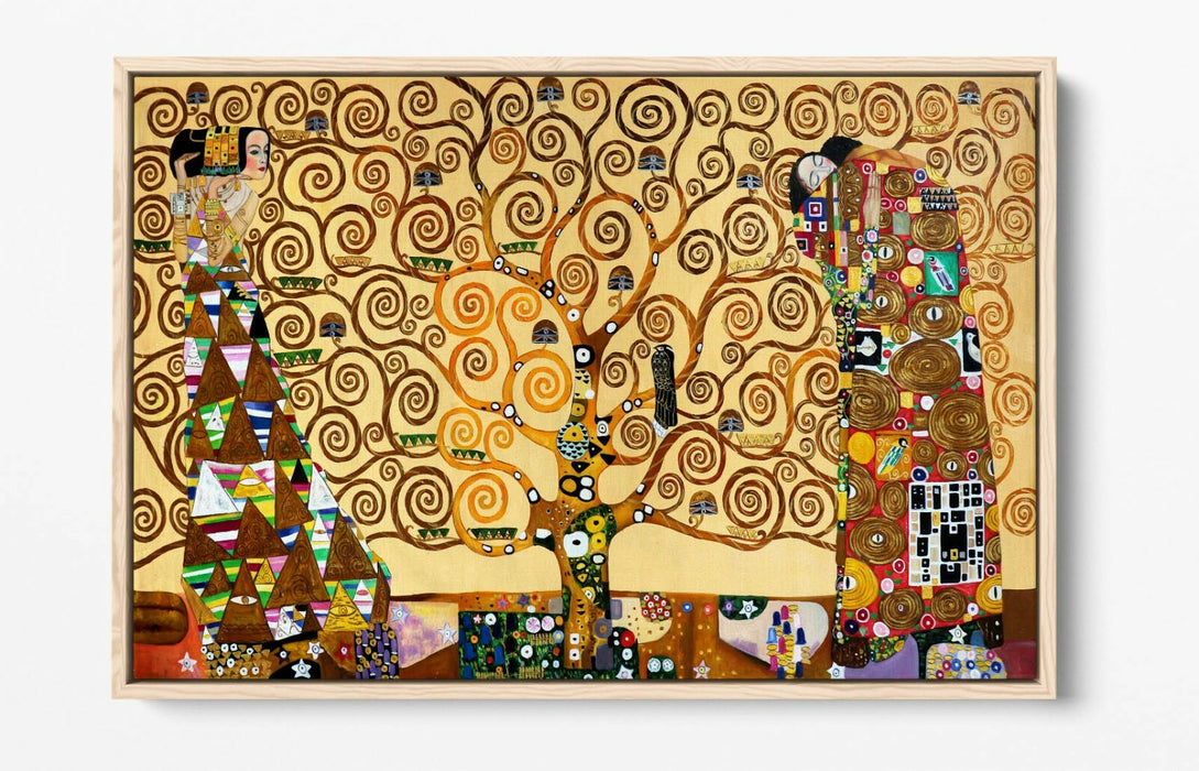 GUSTAV KLIMT THE TREE OF LIFE -FLOAT EFFECT CANVAS WALL ART PIC PRINT- ORANGE