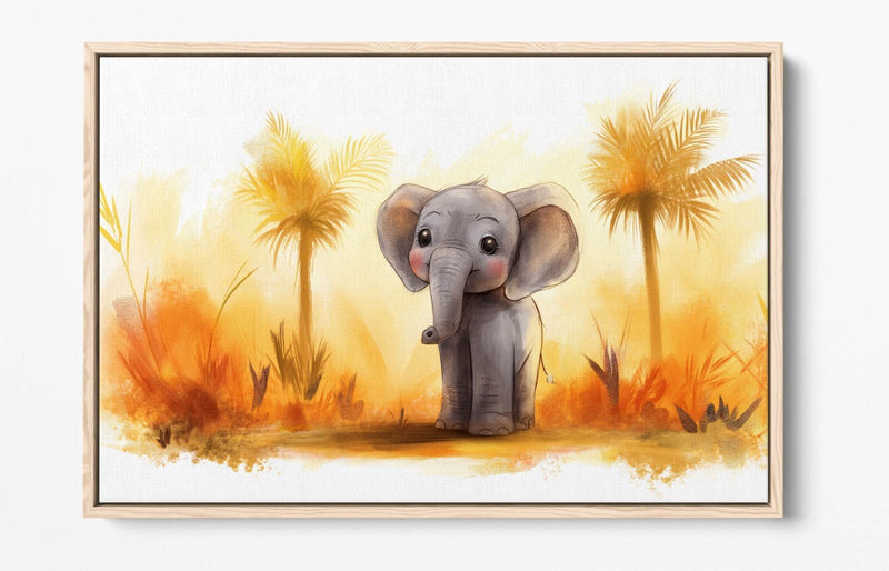 Cartoon Elephant Canvas - Safari Wall Art | Handmade Float Effect Print