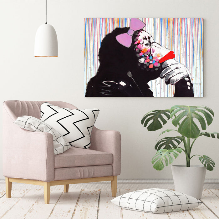 BANKSY DJ MONKEY FEMALE CANVAS WALL ART PICTURE PRINT ARTWORK GRAFFITI
