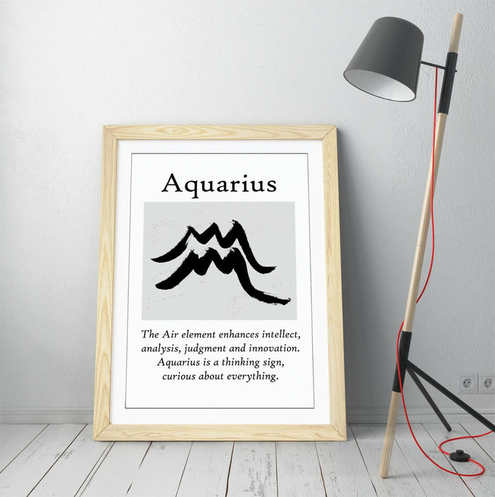 AQUARIUS STAR SIGN ZODIAC ASTOLOGY QUOTE SLOGAN -FRAMED WALL ART PICTURE PRINT
