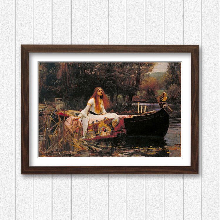 Lady of Shalott Poster – Framed Art Print with Faux Wood Frame, Ready to Hang