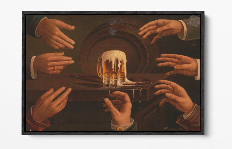 Canvas Wall Art - Men Reaching for Beer Mug | Handmade Float Effect Print