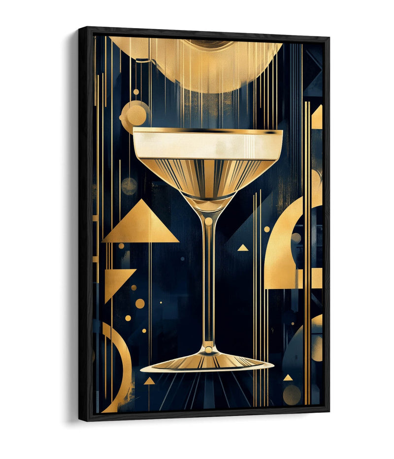 Art Deco Canvas – Classy Champagne Glass Float Effect Canvas Wall Art Print