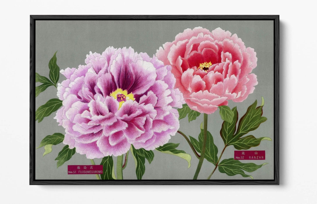 Vintage Canvas Wall Art – Peony Flower Print with Pink Purple Flowers | Handmade Canvas Print