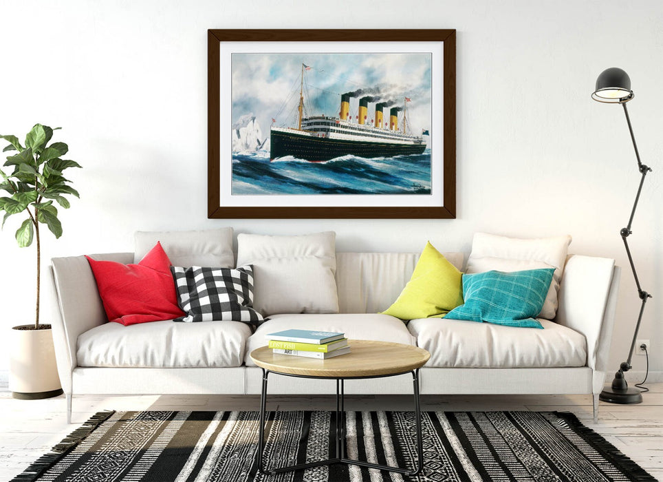Framed Art Poster Featuring Titanic Steamer Ship Artwork - Handmade UK Frame