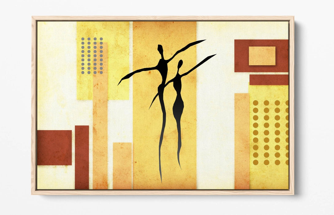 Float Effect Canvas Art - Beige Abstract Shapes Bedroom Wall Decor | Premium Varnish Finish