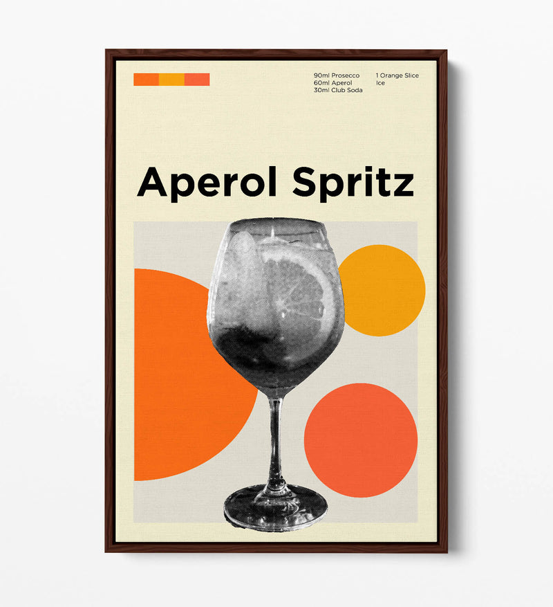 Aperol Spritz Poster - Funky Float Effect Canvas Wall Art | Handmade UK