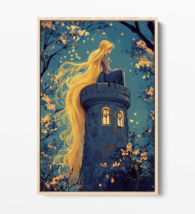Rapunzel Canvas Art – Float Effect Canvas Wall Art With Long Hair Print