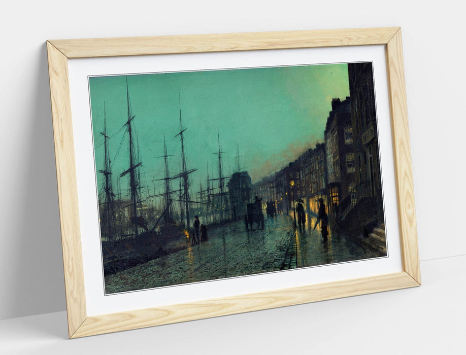 Framed Art Poster - John Atkinson Grimshaw Shipping on the Clyde, Matte Paper Print