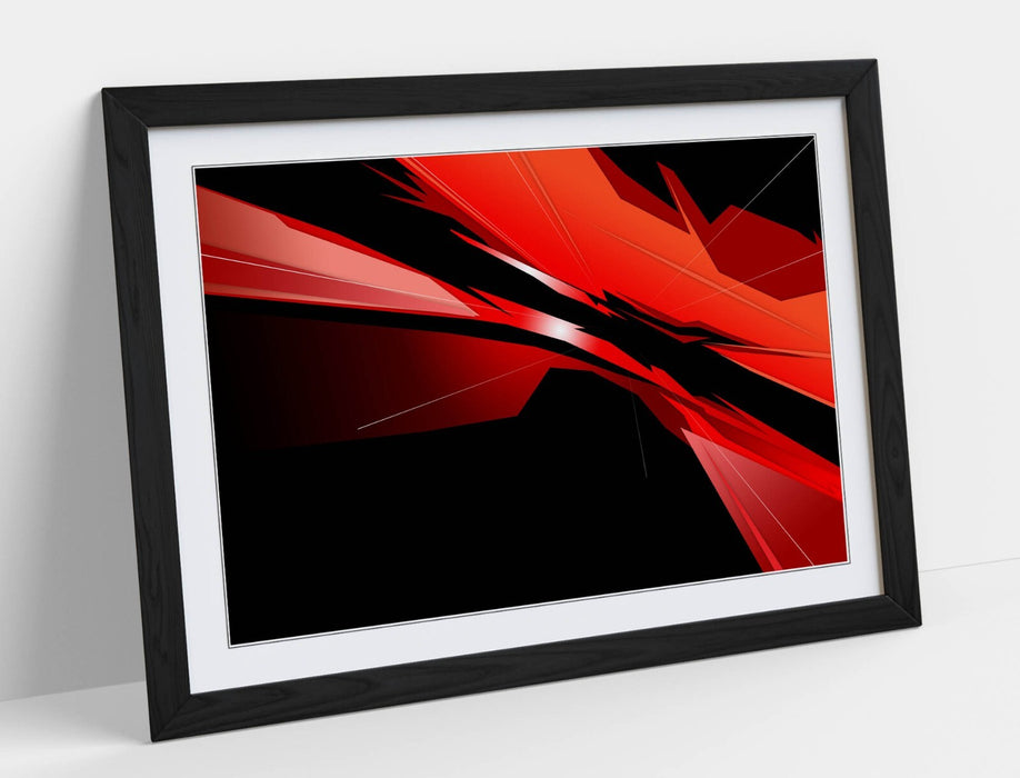 Abstract Bedroom Art - Framed Wall Art Print | Red Black Modern Poster
