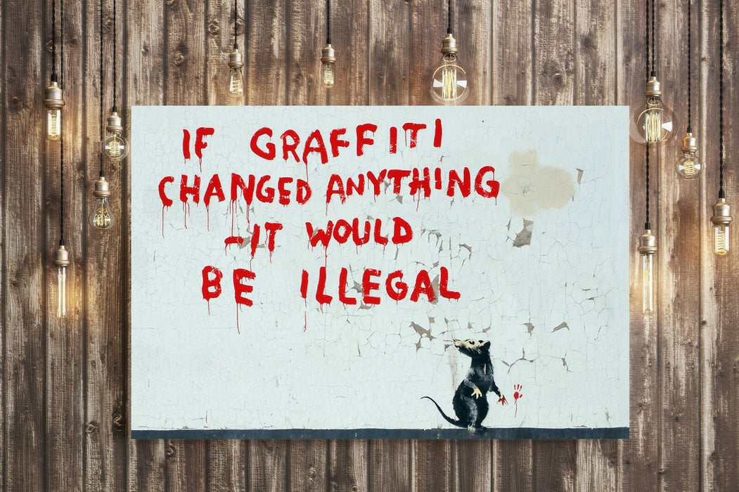BANKSY CANVAS WALL ART PRINT STREET ARTWORK  IF GRAFFITI CHANGED ANYTHING