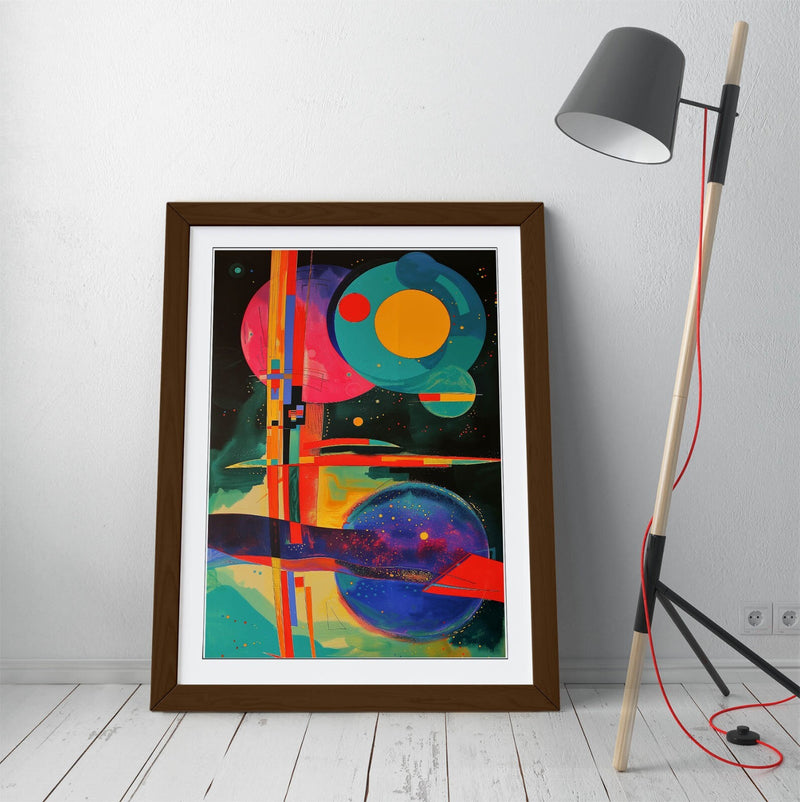 Abstract Sci Fi Wall Art - Multi Colour Planet Poster Print | Framed, Ready To Hang