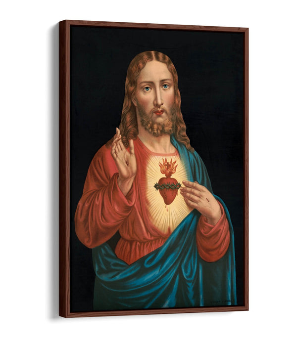Religious Canvas Wall Art – Heart Of Jesus Spiritual Wall Print On 30mm Deep Frame