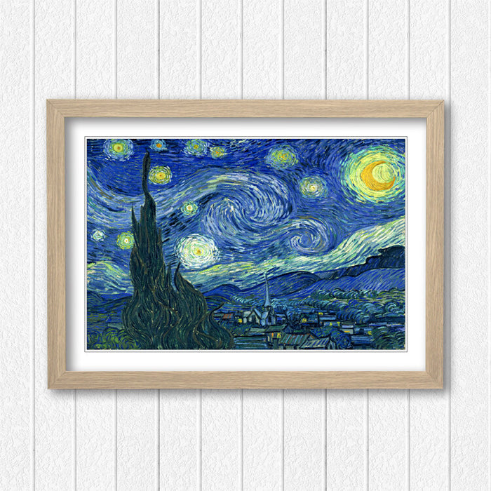 Van Gogh Starry Night Poster – Framed Art Print With Black Oak Or Walnut Frame