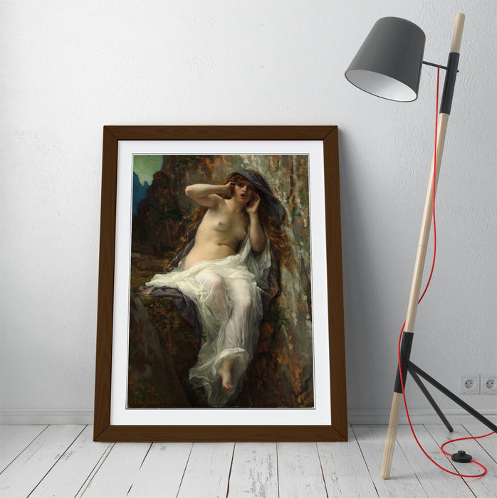 Framed Wall Art Poster - Alexandre Cabanel Echo Painting with Wood Grain Frame
