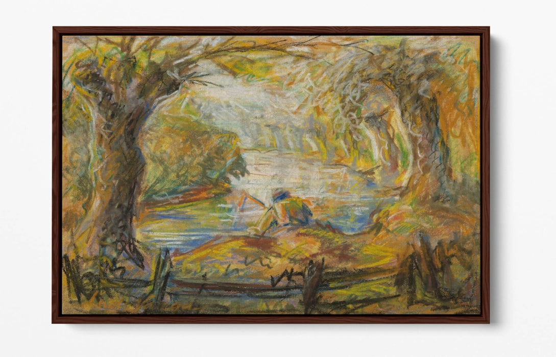 Canvas Wall Art - Ludovit Varga River Landscape Print With Float Effect Frame