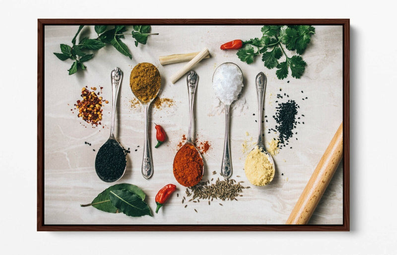 Canvas Wall Art - Kitchen Herbs Spices Print | Handmade UK Float Effect Frame